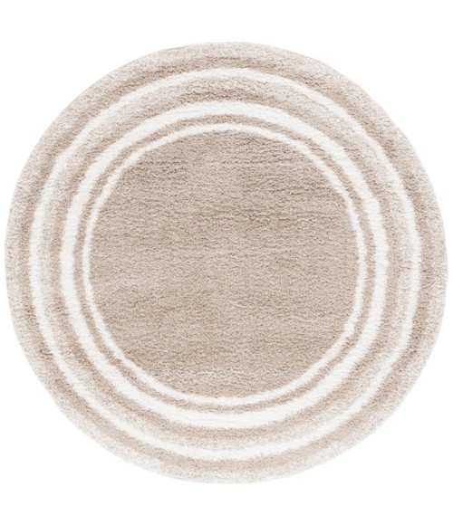 Safavieh Border & Stripe Shag BSP251 Beige / Ivory 6'-7" X 6'-7" Round Area Rug