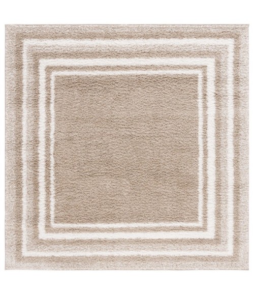 Safavieh Border & Stripe Shag BSP251 Beige / Ivory 6'-7" X 6'-7" Square Area Rug