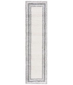 Safavieh Border & Stripe Shag BSP251 Ivory / Grey 2'-2" X 8' Runner Area Rug