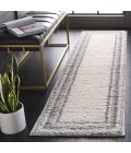 Safavieh Border & Stripe Shag BSP251 Ivory / Grey 2'-2" X 8' Runner Area Rug