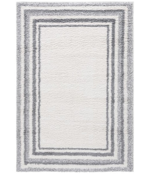 Safavieh Border & Stripe Shag BSP251 Ivory / Grey 4'-5" x 6'-5" Rectangle Area Rug