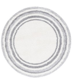 Safavieh Border & Stripe Shag BSP251 Ivory / Grey 6'-7" X 6'-7" Round Area Rug