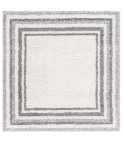 Safavieh Border & Stripe Shag BSP251 Ivory / Grey 6'-7" X 6'-7" Square Area Rug