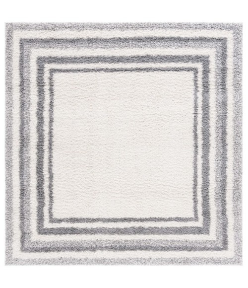 Safavieh Border & Stripe Shag BSP251 Ivory / Grey 6'-7" X 6'-7" Square Area Rug