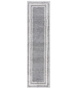 Safavieh Border & Stripe Shag BSP251 Grey / Ivory 2'-2" X 8' Runner Area Rug