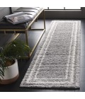 Safavieh Border & Stripe Shag BSP251 Grey / Ivory 2'-2" X 8' Runner Area Rug