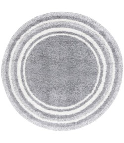 Safavieh Border & Stripe Shag BSP251 Grey / Ivory 6'-7" X 6'-7" Round Area Rug