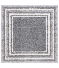 Safavieh Border & Stripe Shag BSP251 Grey / Ivory 6'-7" X 6'-7" Square Area Rug