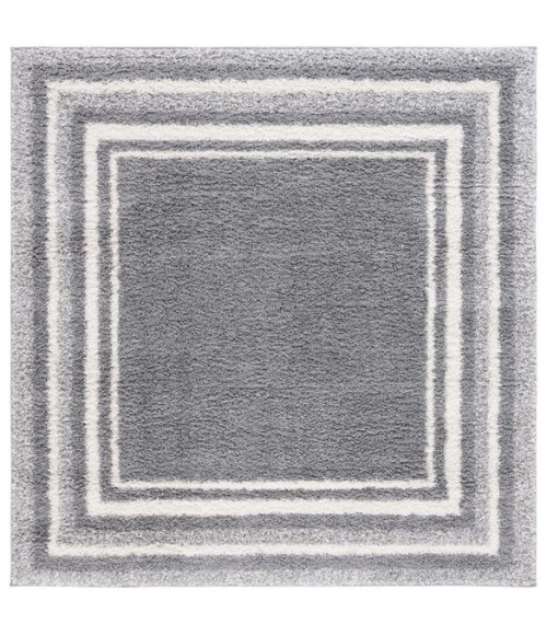 Safavieh Border & Stripe Shag BSP251 Grey / Ivory 6'-7" X 6'-7" Square Area Rug