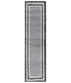 Safavieh Border & Stripe Shag BSP251 Grey / Black 2'-2" X 8' Runner Area Rug