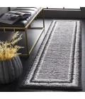 Safavieh Border & Stripe Shag BSP251 Grey / Black 2'-2" X 8' Runner Area Rug