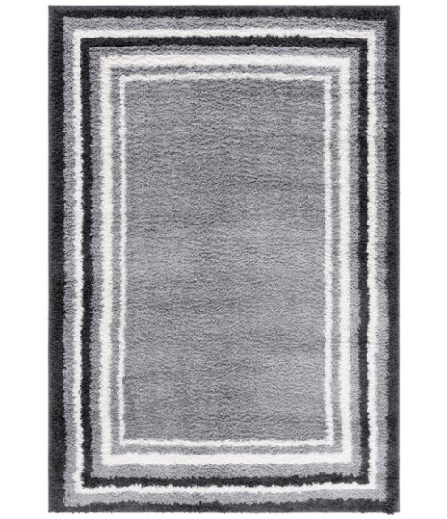 Safavieh Border & Stripe Shag BSP251 Grey / Black 4'-5" x 6'-5" Rectangle Area Rug