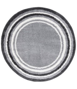 Safavieh Border & Stripe Shag BSP251 Grey / Black 6'-7" X 6'-7" Round Area Rug