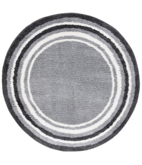 Safavieh Border & Stripe Shag BSP251 Grey / Black 6'-7" X 6'-7" Round Area Rug