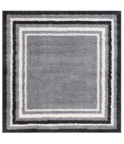Safavieh Border & Stripe Shag BSP251 Grey / Black 6'-7" X 6'-7" Square Area Rug