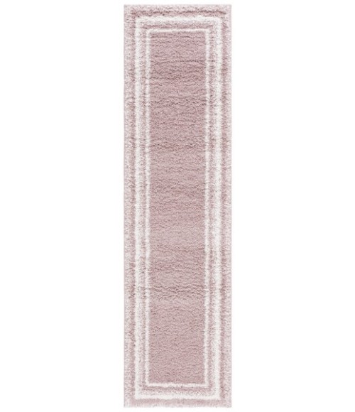 Safavieh Border & Stripe Shag BSP251 Pink / Ivory 2'-2" X 8' Runner Area Rug