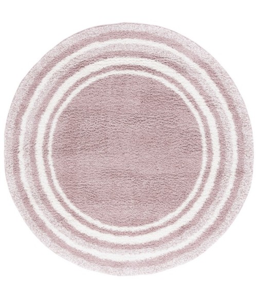 Safavieh Border & Stripe Shag BSP251 Pink / Ivory 6'-7" X 6'-7" Round Area Rug