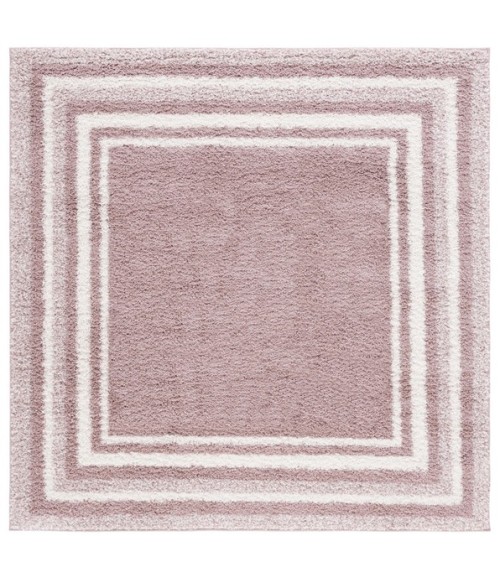 Safavieh Border & Stripe Shag BSP251 Pink / Ivory 6'-7" X 6'-7" Square Area Rug