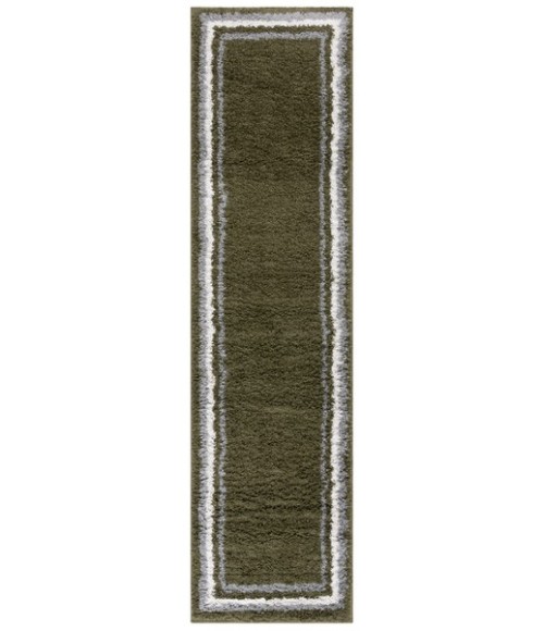 Safavieh Border & Stripe Shag BSP251 Green 2'-2" X 8' Runner Area Rug