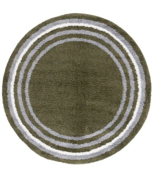 Safavieh Border & Stripe Shag BSP251 Green 6'-7" X 6'-7" Round Area Rug