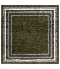 Safavieh Border & Stripe Shag BSP251 Green 6'-7" X 6'-7" Square Area Rug