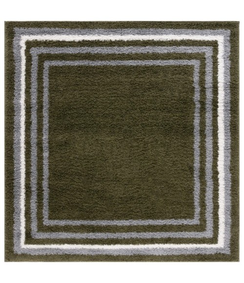 Safavieh Border & Stripe Shag BSP251 Green 6'-7" X 6'-7" Square Area Rug