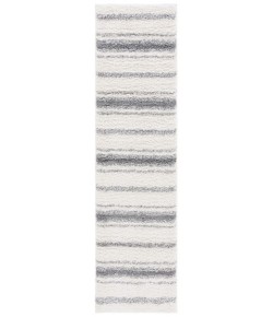 Safavieh Border & Stripe Shag BSP252 Ivory / Grey 2'-2" X 8' Runner Area Rug