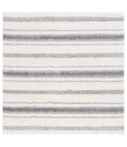 Safavieh Border & Stripe Shag BSP252 Ivory / Grey 6'-7" X 6'-7" Square Area Rug