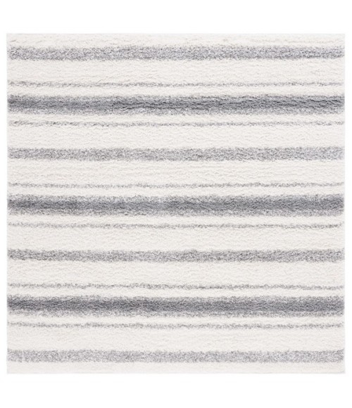 Safavieh Border & Stripe Shag BSP252 Ivory / Grey 6'-7" X 6'-7" Square Area Rug
