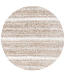 Safavieh Border & Stripe Shag BSP252 Beige / Ivory 6'-7" X 6'-7" Round Area Rug