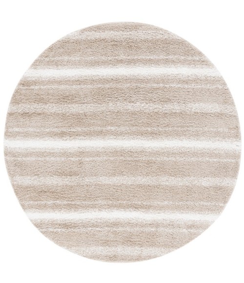 Safavieh Border & Stripe Shag BSP252 Beige / Ivory 6'-7" X 6'-7" Round Area Rug