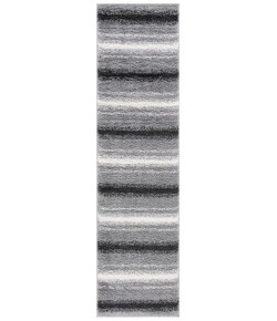 Safavieh Border & Stripe Shag BSP252 Grey / Black 2'-2" X 8' Runner Area Rug