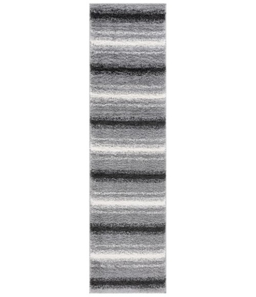 Safavieh Border & Stripe Shag BSP252 Grey / Black 2'-2" X 8' Runner Area Rug