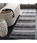 Safavieh Border & Stripe Shag BSP252 Grey / Black 2'-2" X 8' Runner Area Rug