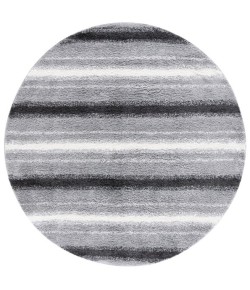 Safavieh Border & Stripe Shag BSP252 Grey / Black 6'-7" X 6'-7" Round Area Rug