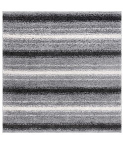 Safavieh Border & Stripe Shag BSP252 Grey / Black 6'-7" X 6'-7" Square Area Rug