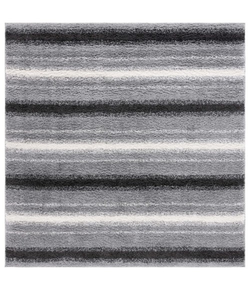 Safavieh Border & Stripe Shag BSP252 Grey / Black 6'-7" X 6'-7" Square Area Rug