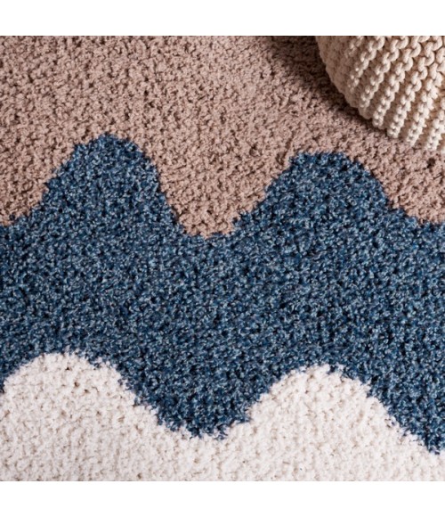 Safavieh Calico Shag Black / Taupe CLC116 6 ft. 7 in. X 6 ft. 7 in. Round Rug