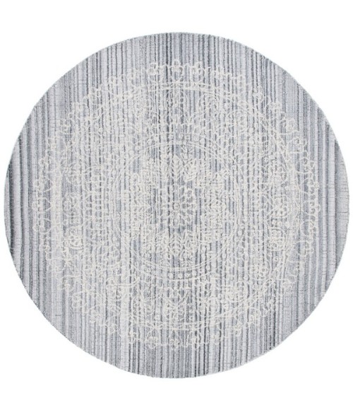 Safavieh Ebony Grey / Ivory EBN106 6 ft. X 6 ft. Round Rug