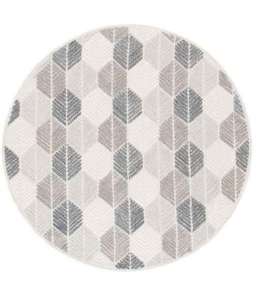 Safavieh Ebony Grey / Ivory EBN108 6 ft. X 6 ft. Round Rug