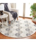 Safavieh Ebony Grey / Ivory EBN108 6 ft. X 6 ft. Round Rug