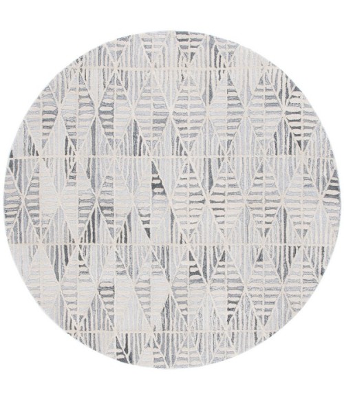 Safavieh Ebony Grey / Ivory EBN110 6 ft. X 6 ft. Round Rug
