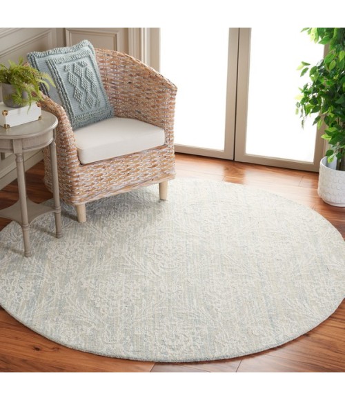 Safavieh Ebony Light Blue / Ivory EBN112 6 ft. X 6 ft. Round Rug