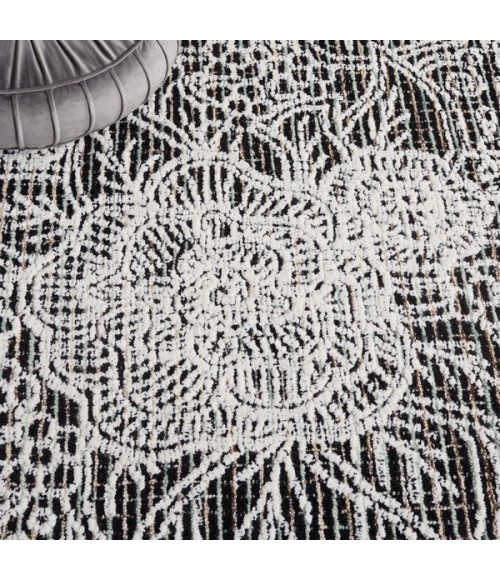 Safavieh Ebony Black / Ivory EBN114 6 ft. X 6 ft. Square Rug