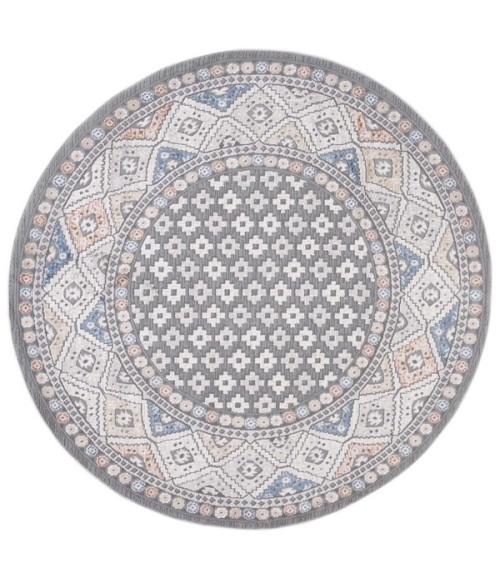Safavieh Eternal Grey / Blue Rust Rug ETL202 6 ft. 7 in. X 6 ft. 7 in. Round - Rugs Town Safavieh Eternal Grey / Blue Rust ETL202 6 ft. 7 in. X 6 ft. 7 in. Round Rug