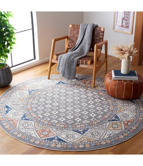 Safavieh Eternal Grey / Blue Rust Rug ETL202 6 ft. 7 in. X 6 ft. 7 in. Round - Rugs Town Safavieh Eternal Grey / Blue Rust ETL202 6 ft. 7 in. X 6 ft. 7 in. Round Rug