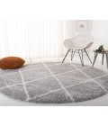 Safavieh Fontana Shag  Grey / Cream FNT815 6 ft. 7 in. X 6 ft. 7 in. Round Rug