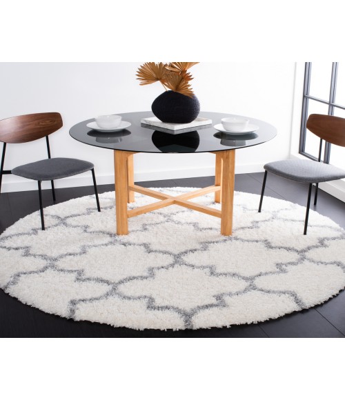 Safavieh Fontana Shag  Cream / Grey FNT818 6 ft. 7 in. X 6 ft. 7 in. Round Rug