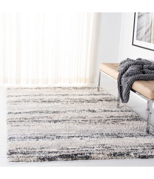 Safavieh Fontana Shag  Ivory / Grey FNT842 6 ft. 7 in. X 9 ft. Rectangle Rug