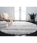 Safavieh Fontana Shag  Ivory / Grey FNT842 6 ft. 7 in. X 6 ft. 7 in. Round Rug